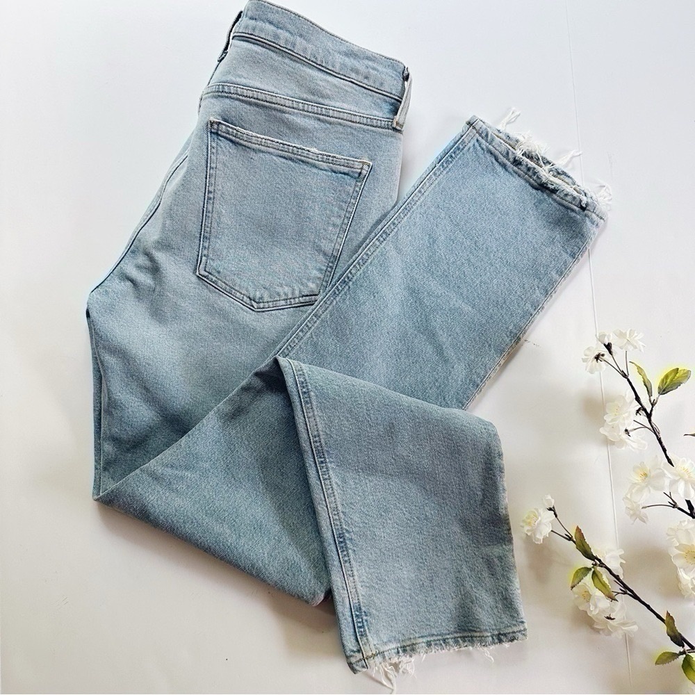 Agolde Lyle Rift Jeans Blue Straight High Rise - Picture 8 of 14